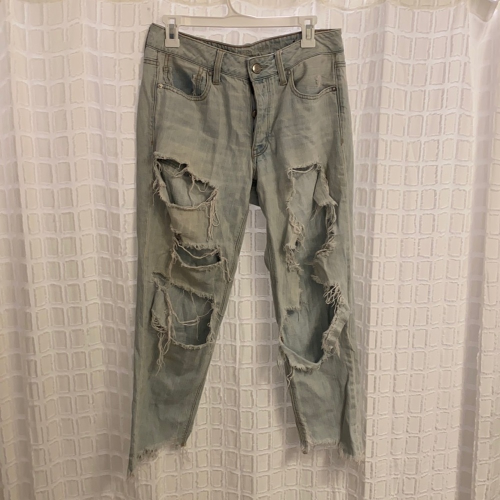 American Eagle distressed mom jeans